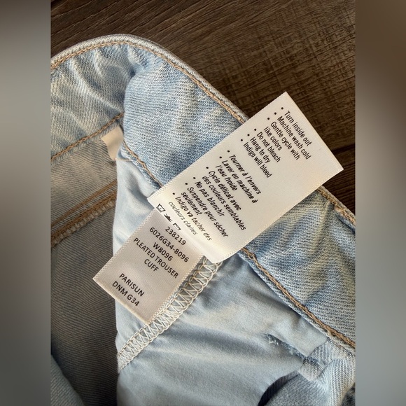 PAIGE Pleated Trouser Cuff Jeans 28 Parisun Cropped Baggy Light Wash Y2K Retro - Picture 4 of 5